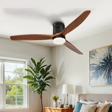 ModFusion 52in Smart Ceiling Fan Light, Remote, App & Alexa Control, 6-Speed, 3-Blade, Black & Brown