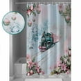 thumbnail image 3 of Pink Blue Christmas Shower Curtains for Bathroom Waterproof Fabric Bath Curtains Decor Bath Tub Curtain Xmas Train Snowflake Botanical Decorative Shower Curtain Sets with 12 Hooks, 72x72 Inch, 3 of 6
