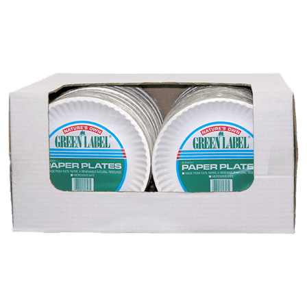 AJM Green Label Paper Plates, 9", White, Box Of 1,200 Plates