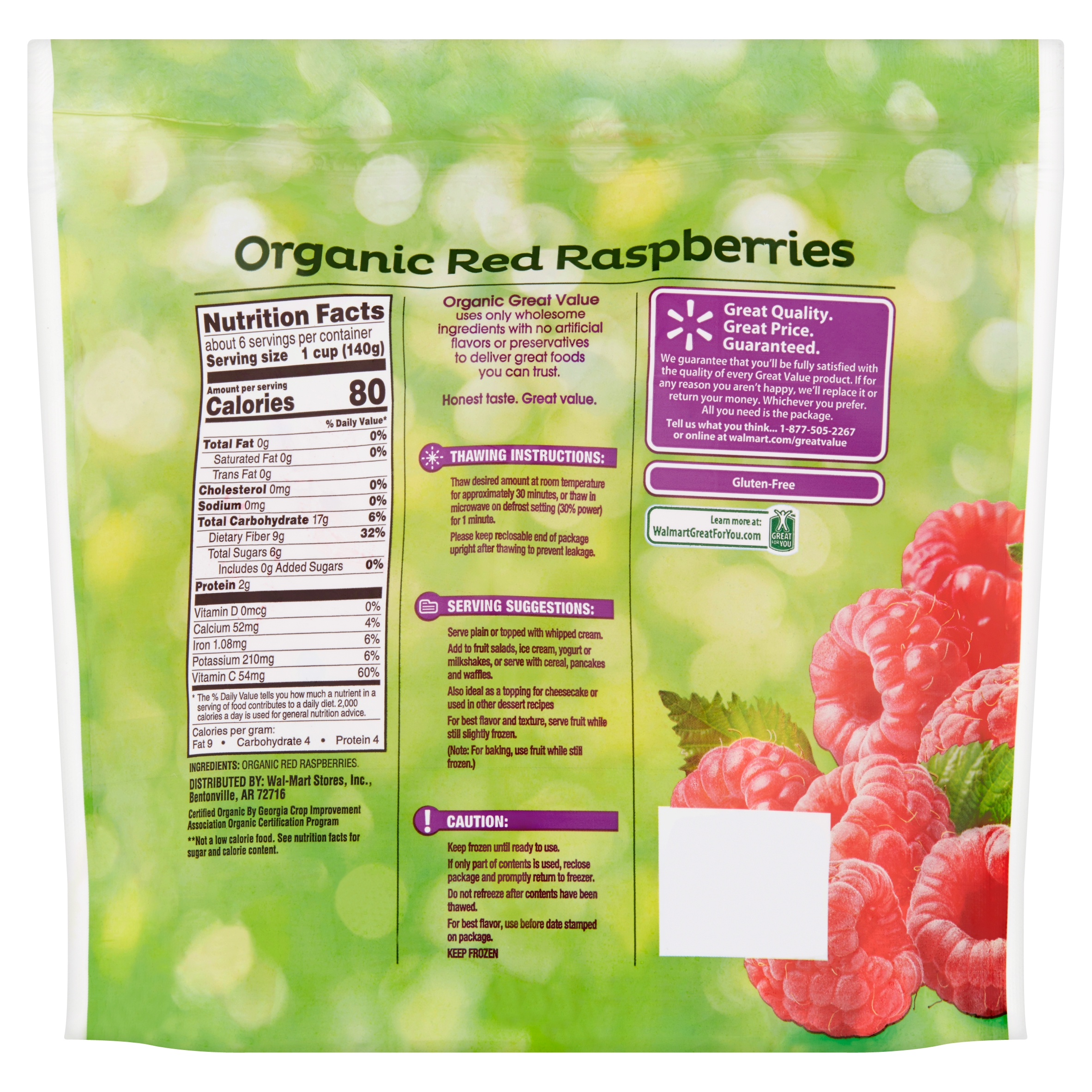 Great Value FrOzen Organic Red Raspberries, 32 Oz - image 5 of 8