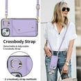 thumbnail image 5 of ShellTech for iPhone 14 Plus Wallet Case with Cross Body Chain,Zipper Case Cover with Coin Pocket Lanyard,Purple, 5 of 10