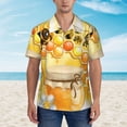 thumbnail image 4 of Fotbe Honey Bee Hawaiian Shirt For Men Unisex Summer Beach Casual Short Sleeve Cotton Linen Button Down Shirts-X-Large, 4 of 9