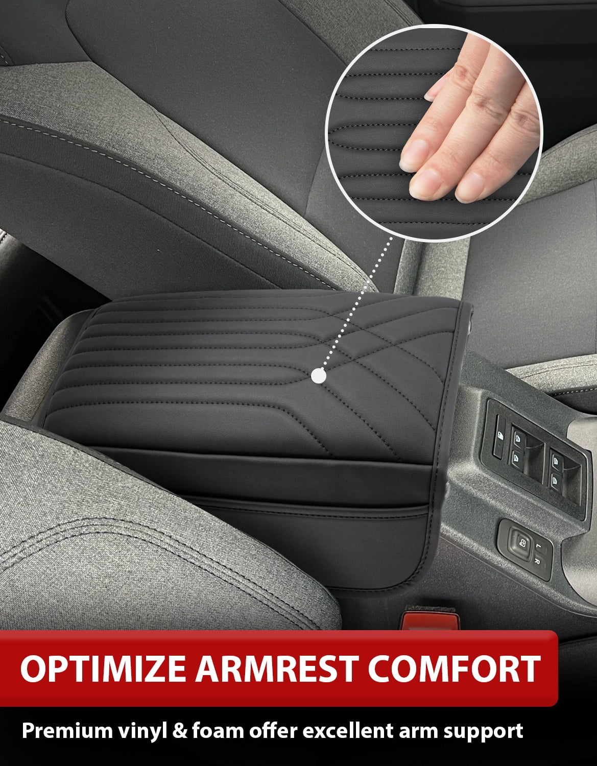 KBH Center Console Armrest Cover for Ford Bronco Accessories 2021-2026 2/4-door with Side Pockets, Leather Middle Console Lid Protector Cushion Pad
