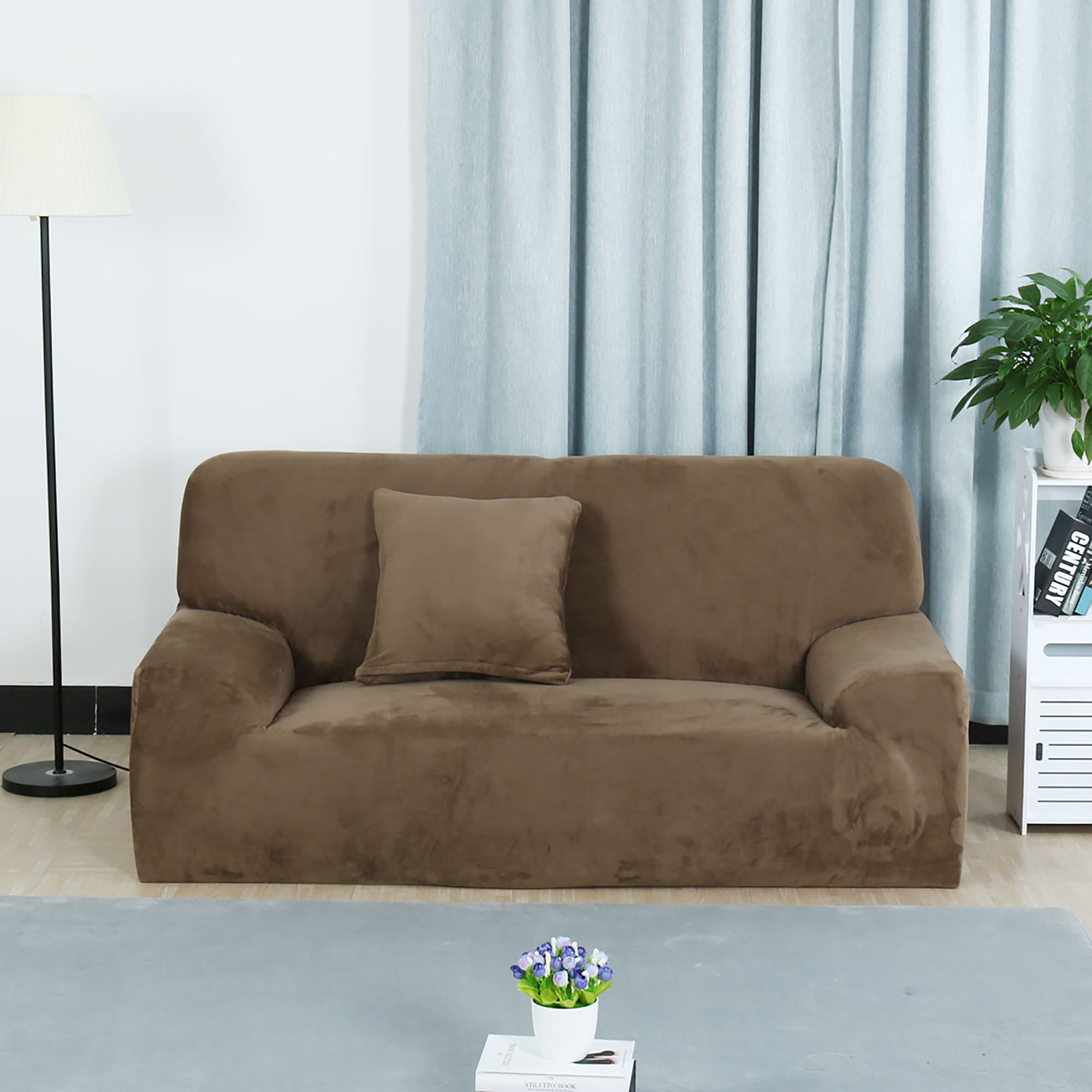 Details about   Velvet Fabric Elastic Sofa Cover Stretch Slip-resistant Cover For Living Room 