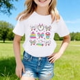 thumbnail image 2 of Tisuna Graphic T Shirts For Girls Kids Bowknot Print Short Sleeve Crew Neck Tops Cute Fashion Teen Girls School Party Everyday Wear White Size 10-11 Years, 2 of 4