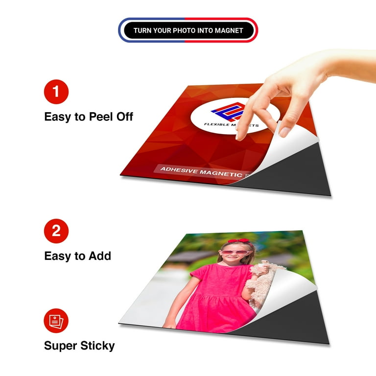 Self Adhesive Magnetic Sheets, All Sizes & Pack Quantity for Photos &  Crafts! By Flexible Magnets-5 x 7 20 mil - 100 pack
