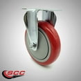 thumbnail image 2 of 5 Inch SS Red Polyurethane Wheel Rigid Top Plate Caster Service Caster Brand, 2 of 2