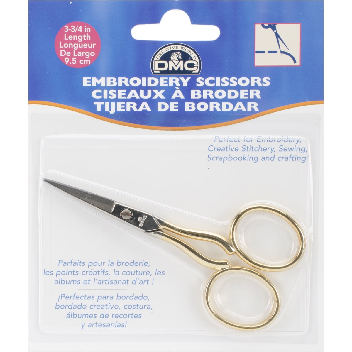 DMC Embroidery Scissors, 3.75', Gold Plated