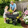 thumbnail image 4 of Riedhoff Garden Dump Cart, Tow Behind, 2-in-1 Convertible Handle ,13" Wheels, Black, 4 of 9