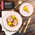 thumbnail image 6 of 750 Piece Pink & Gold Scalloped Plastic Dinnerware Set with Cutlery, Gold Rim, Party Use, 6 of 7