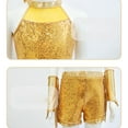 thumbnail image 4 of Glisme Girls Outfit Dance Stage Performance Outfits Glitter Jazz Latin Competition Party Celebration Sequins Leotard Tutu Skirt Stylish Matching Set Size 4-5 Years Gold, 4 of 6