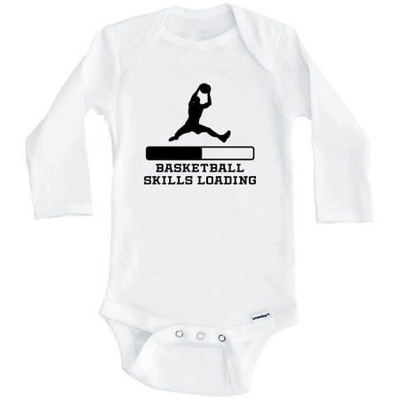 

Basketball Skills Loading Funny Sports Humor One Piece Baby Bodysuit (Long Sleeve) 3-6 Months White