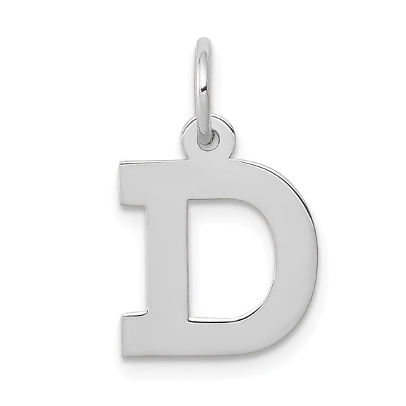 14k White Gold Small Block Intial D Charm - .4 Grams - Measures 16.6x10.6mm