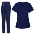 thumbnail image 4 of Uniformes de enfermería, conjunto quirúrgico, ropa de trabajo de enfermería, camiseta de enfermería, pantalones, uniforme médico femenino Azul oscuro M, 4 of 9