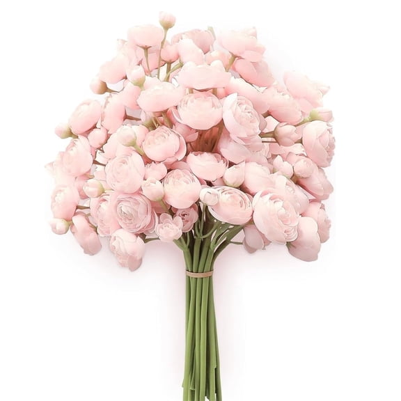 DIY Cream Peonies Bouquets,18Pcs Bulk Fake Vase Filler Flowers,Artificial Ranunculus Flowers,Faux Silk Ranunculus,for Home Decor,Wedding,Table Centerpieces and Bridal Shower (Pink)