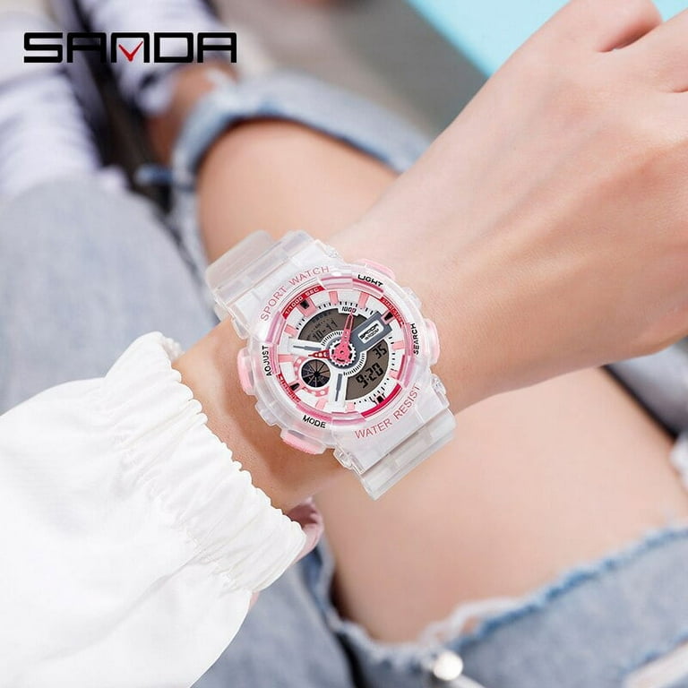 SANDA TOP Brand Fashion Women's Watches Waterproof Outdoor Sport Watch for  men Clock White reloj mujer relogio feminino 892/298