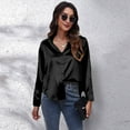 thumbnail image 3 of Jdlsppl Women's Soft Top Casual Button Up Shirt Long Sleeve Thin Loose Button Up Button Fashion Button Down Shirt Black Large, 3 of 4
