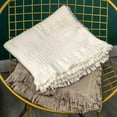 thumbnail image 6 of 100% Cotton Throw Blanket in Cream Jacqard Weave Fabric with Fringe Soft All Season Cover for Bed Couch and Living Room Sofa,Chair 50x60 Inches, 6 of 12