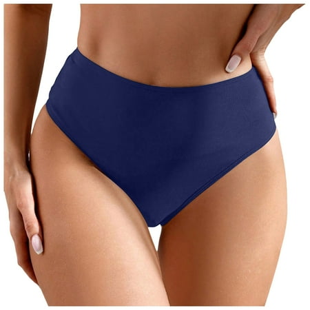 Daznico Bikini for Women  Women Plus Size High Waist Bikini Bottoms Beach Shorts Ruched Bottom High Cut Swim Bottom Full Coverage Swimsuit  Cute Bikinis for Women(Color:Navy Size:S)