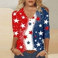 thumbnail image 7 of Xdegoge Patriotic Shirts for Women 4th Of July Tops USA American Flag Heart Stars and Stripes V Neck Three Quarter Sleeve Casual Lightweight Summer Independence Day Graphic Tees, 7 of 7
