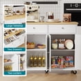 thumbnail image 2 of Walsunny Kitchen Islands Carts with Drop Leaf Table 2 Drawers 5 Wheels 4 Magnetic Doors Rolling Storage Cabinet White, 2 of 6