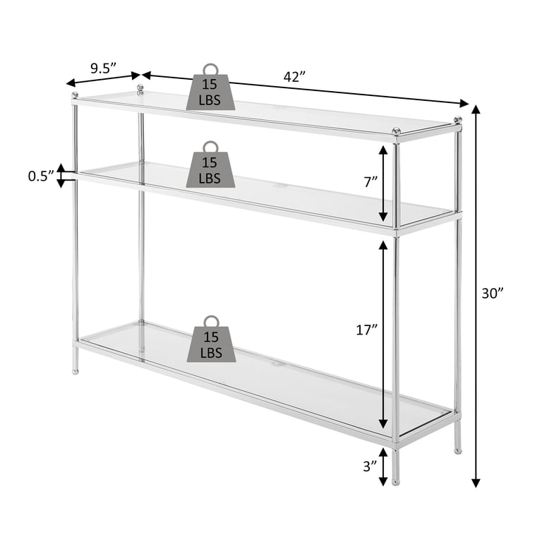 Convenience Concepts Royal Crest 3-Tier Glass Console Table photo 5