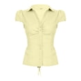 thumbnail image 4 of Yuhangmm Summer Shirts for Women, Stylish Short Sleeve Women Shirt Casual Party Comfortable Breathable Yellow L, 4 of 4