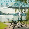 thumbnail image 5 of 2-Seat Folding Chair with Removable Sun Umbrella, Portable Camping Chair with Storage Pocket and Cup Holders, Outdoor Beach Chair for Beach, Patio, Park, Pineapple Pattern, 5 of 9