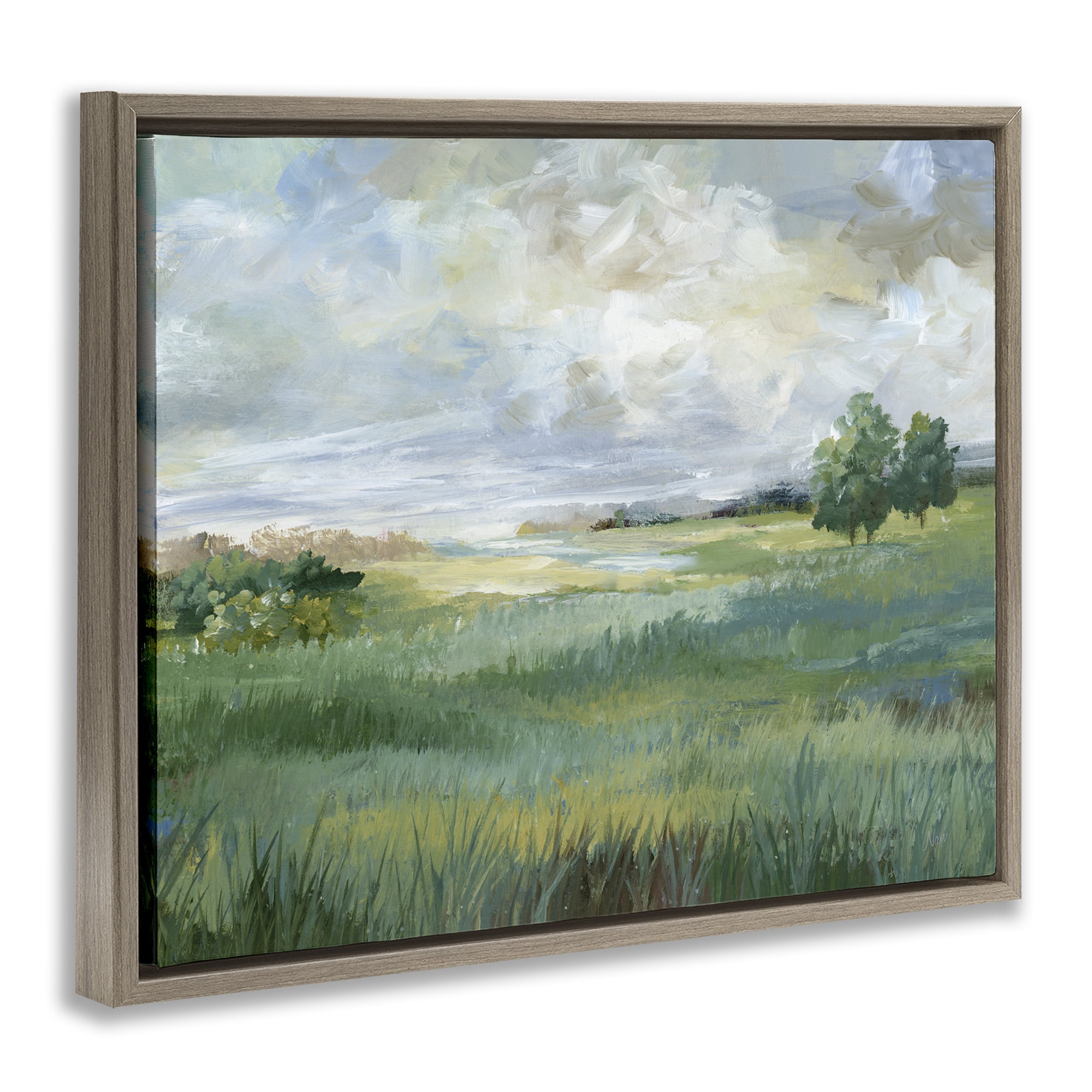 Stupell Industries Idyllic Summer Field Brown Framed Floater Canvas Wall Art, design by Nan