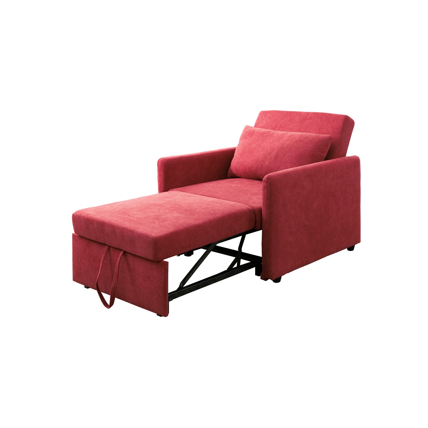 Hommoo Sofa,Lint 1-Piece Convertible Sofabed Chair,Sleeper Chair Lounge Chair Indoor, Modern Single Pull Out Couch for Living Room,Red