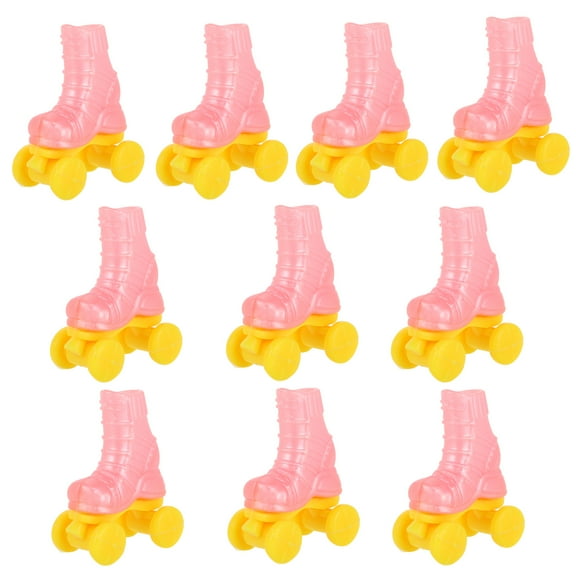 Masteelf  10 Pairs Cute Roller Skates Dollshoes Skating Tool Accessories Pink