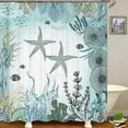 thumbnail image 3 of 4PCS Funny Shark Shower Curtain Sets with Rugs, Waterproof Fabric Shower Curtain, Blue Ocean Red Starfish Fish Sea Animal Marine Life Colorful Coral Reef Beach Coastal Nautical Bathroom Decor, 3 of 7