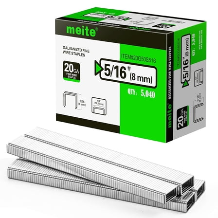MEITE 20GA 50 Type Galvanized Staples,1/2" Crown 5/16" Length for Upholstery 5,040 Pcs/Box(3 Boxes)