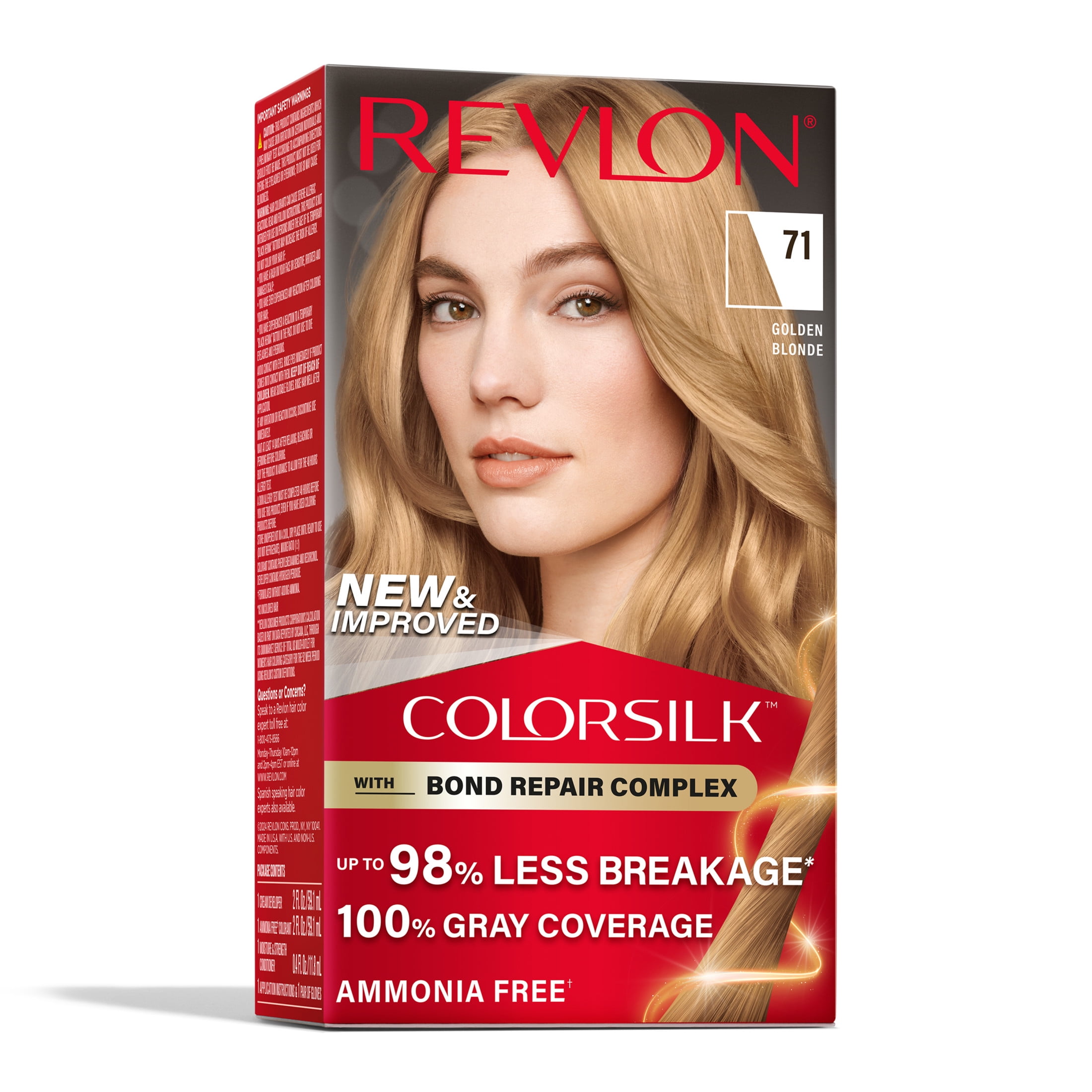 (3 pack) Revlon ColorSilk Permanent Hair Color, Bond Repair Complex, 71 Golden Blonde, 1 pack  (图3) (3 pack) Revlon ColorSilk Permanent Hair Color, Bond Repair Complex, 71 Golden Blonde, 1 pack  (图3)