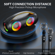 JYX Party Speaker, Waterproof Outdoor Speakers Bluetooth, Portable Boombox with DJ Lights for Pool Beach Party