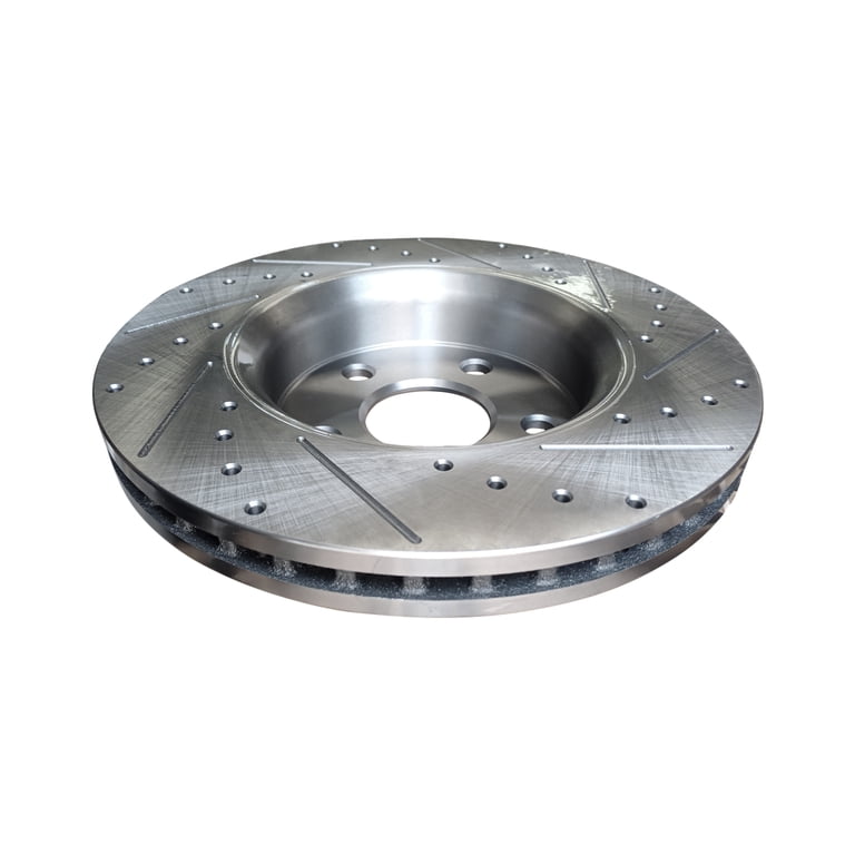 Front Drilled & Slotted Brake Rotors For Jeep Grand Cherokee & Dodge Durango - Silver Zinc Plated, Pair