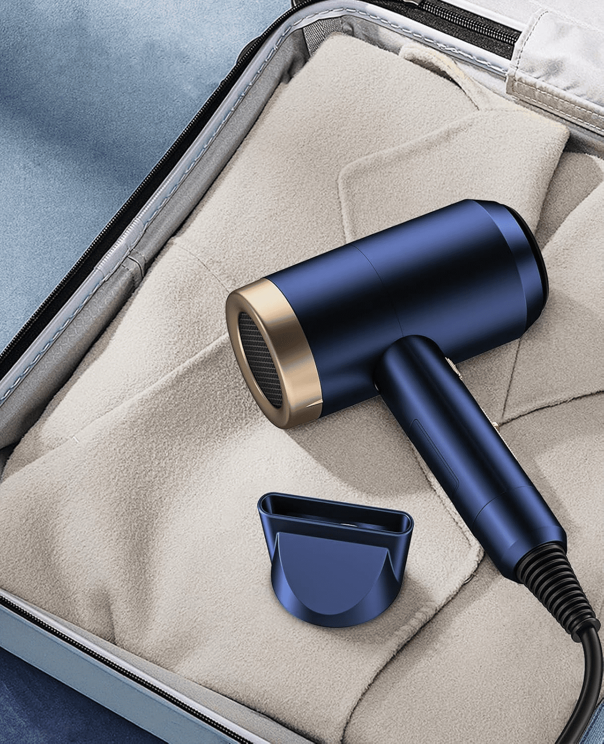 CONFU Ionic Blow Dryer 1600W, Ion Hairdryer Blowdryer, 3 Heat Settings & Infinity Speed, with Diffuser and Concentrator Nozzle for Home & Travel,Blue