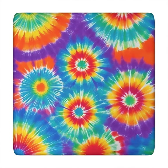 Colorful Rainbow Tie Dye Spiral Pattern Square Fitted Tablecloth with Elastic Edge,Square Table Cover,Washable Elastic Table Cover for Home Kitchen Party Decor 34"x34"