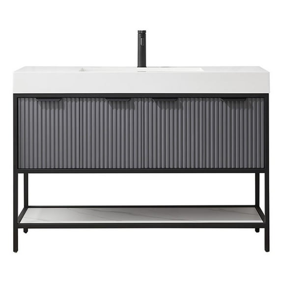 Marcilla 48" Single Sink Bath Vanity in Gray with One-Piece Composite Stone Top