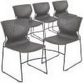 thumbnail image 2 of BizChair HERCULES Series 5 Pack 661 lb. Capacity Gray Full Back Stack Chair with Black Powder Coated Frame, 2 of 16