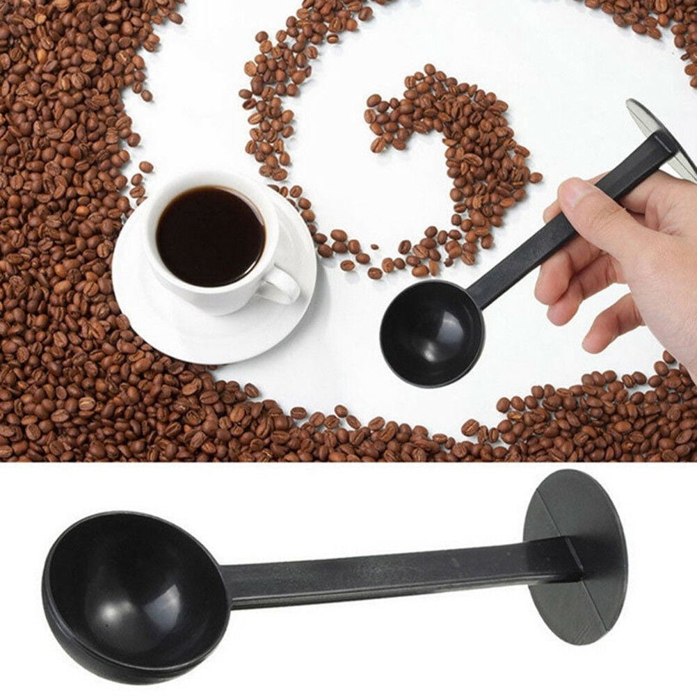 2 in 1 Measuring Coffee Scoop Spoon Tamping Black Espresso Stand Tamper G*HWC