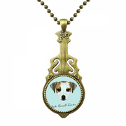 Jack Russell Terrier Dog Pet Animal Necklace Antique Guitar Jewelry Music Pendant