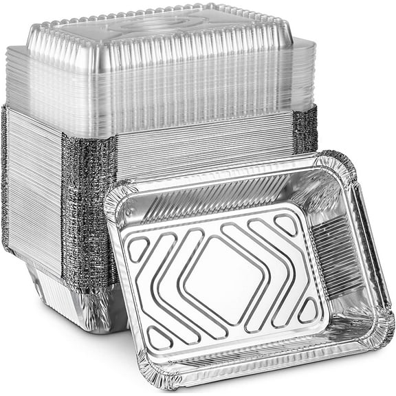 Montopack Disposable Takeout Pans with Clear Lids 50 pack 5 x 4" 2lb Tins