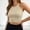 Beige, variant on Women’s Ribbed Knit Halter Crop Top, Sleeveless Crew Neck Camisole, Slim Fit Casual Summer Tank Top For Daily Wear Pink One Size