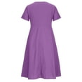 thumbnail image 5 of SnnmBlm Women's Casual V Neck Buttons Down Front Short Sleeve Loose Fit Midi Dress Purple 5XL, 5 of 6