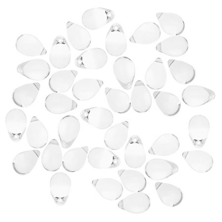 Colorful Czech Crystal Bracelet - Czech Glass Beads 9mm Teardrops Crystal Clear (50)