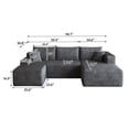 thumbnail image 3 of Eyisean 94" U-Shaped Cloud Sectional Couch, Corduroy Boneless Couch with Deep Seat, Comfy Modular Sectional Sofa with Chaise & Ottoman, Comfy Fluffy Couches for Living Room, No Assembly Required, 3 of 10