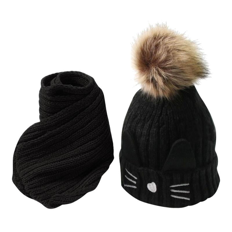 Winter Fur Pompom Hat Kid Boy Girl Cute Children Winter Bee Beanie Cap Baby Hats 