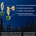thumbnail image 2 of Gem Stone King 10K Yellow Gold Green Nano Emerald and Lab Grown Diamond Dangle Earrings for Women | 1.05 Cttw | Gemstone May Birthstone | Heart Shape 5MM, 2 of 6
