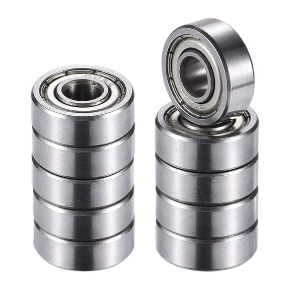 Unique Bargains 10 Pcs 605ZZ 5x14x5mm Double Metal Shield Single Row Deep Groove Ball Bearings Silver Tone